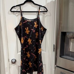 Gingerbread and Candy Cane Black Nightgown